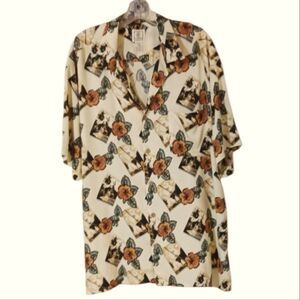 Men's Short Sleeve Relaxed Fit Leisure Shirt Beige Multi Large by : Morro Bay